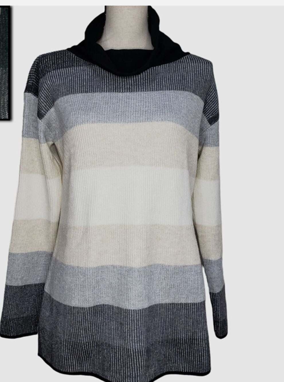 T by TAlbots Gray Multi Cowl Neck Knit Tunic Sweater New with tags Sz XL
